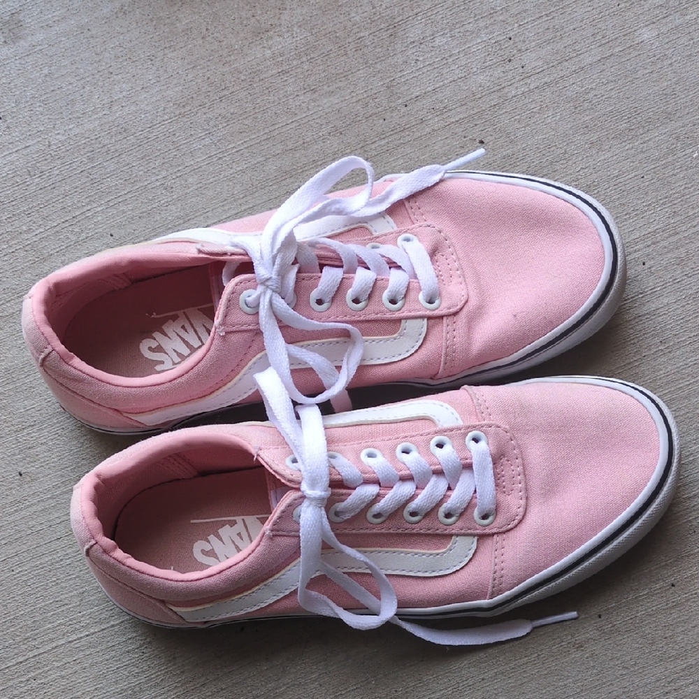 Vans Old Skool Womens Pink White Casual Skater Sneakers Size